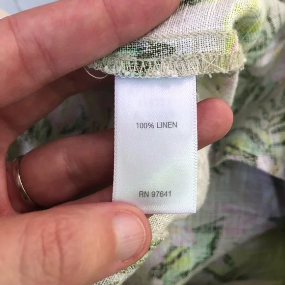 J Jill 100% Linen Pants Size L Flax Orchid Floral Tan Green Wide Leg Crop - Picture 6 of 12